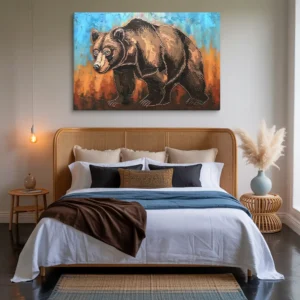 Brown Bear Canvas Wall Art: Masculine Bedroom Decor