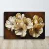 Brown and Gold Floral Canvas Wall Art Large Luxurious Botanical Print