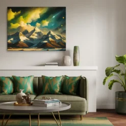 Celestial Mountain Peaks Canvas Wall Art 30x40