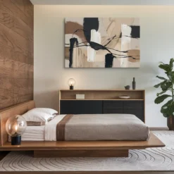 Contemporary Earthy Abstract Canvas Art Bedroom Wall Decor