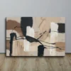 Contemporary Earthy Abstract Wall Art Canvas Cream, Black, Brown: Neutral Decor