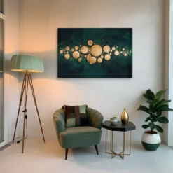 Dark Green and Gold Abstract Wall Art Decor Lounge Room