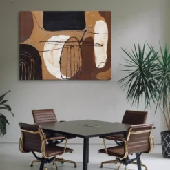 Extra Large Brown and Black Abstract Canvas Wall Art Modern Office