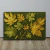 Gold Leaves on Sage Green Canvas-Large Botanical Baroque Wall Art