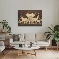 Gold brown african animals large canvas art minimalist sitting room