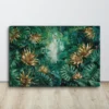 Golden Canopy –Tropical Lush Green-Gold Leaf Canvas Wall Art XXL