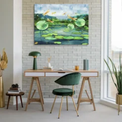 Green Blue Golf Calm Nature Scene Canvas Wall Art Reading Nook