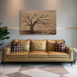 Large Brown Gold Tree Canvas Wall Art Modern Living Room
