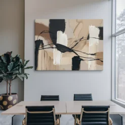 Large Contemporary Earthy Abstract Canvas Art Minimalist Office Wall Decor