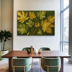 Large Sage Green Gold Botanical Baroque Wall Art Office