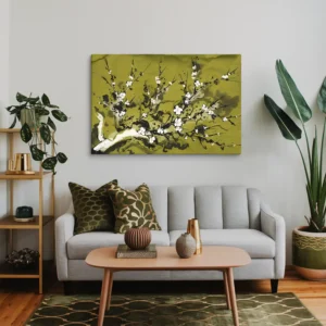 Large Zen Cherry Blossom Canvas Wall Art Minimalist Living Room