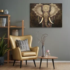 Luxurious Mandala Elephant Canvas Artwork Lounge Wall Decor