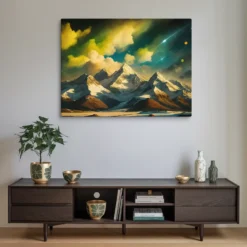 Massive Cosmic Mountain Range Canvas Wall Art Minimalist Room