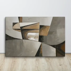 Minimalist Neutral Gray and Brown Abstract Canvas Wall Art