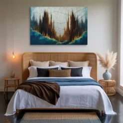 Surreal Spires Abstract Canvas Wall Art Master Bedroom Above Headboard