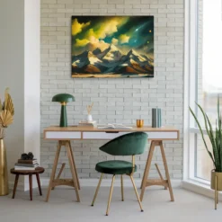 Teal Gold Amber Green Fantasy Landscape Wall Decor Reading Nook