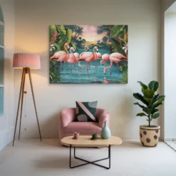 Tropical Sunset Large Canvas Wall Hanging Art Lounge Room