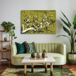 Zen Cherry Blossom Canvas Art Contemporary Living Room Wall Decor