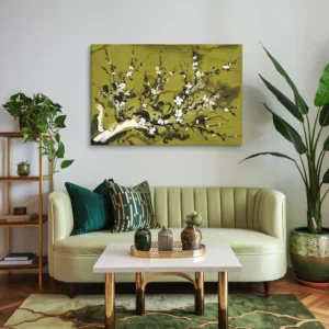 Zen Cherry Blossom Canvas Art Contemporary Living Room Wall Decor