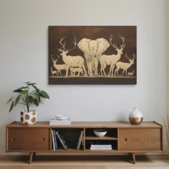 Gold brown wildlife extra large canvas wall art