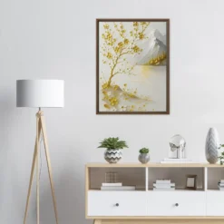 18x24 Canvas Floral Riverscape Framed Wall Decor Minimalist Living Room