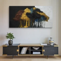 30x60 Big Horizontal Canvas Vibrant Abstract Trees Wall Art