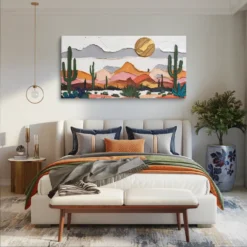 30x60 Canvas Colorful Abstract Desert Landscape Cozy Bedroom Decor