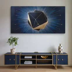 30x60 Huge Canvas Cosmic Polyhedron Geometric Abstract Wall Decor