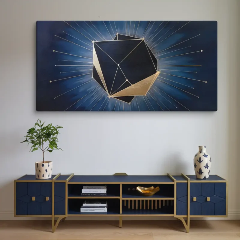 30x60 Huge Canvas Cosmic Polyhedron Geometric Abstract Wall Decor