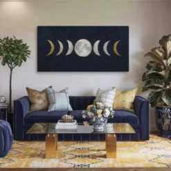 30x60 Canvas Lunar Passage Wall Art Modern Luxe Living Room Decor