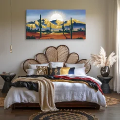 30x60 Horizontal Canvas Abstract Desert Sunrise Canvas Print Bedroom Wall Decor Boho