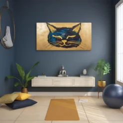 30x60 Large Canvas Print Dreamy Abstract Cat Yoga Studio Wall Hanging