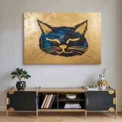 40x60 Massive Canvas Abstract Cat Painting Print Wall Decor