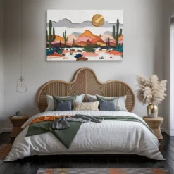 Abstract Desert Landscape XL Canvas Print Boho Bedroom Wall Decor