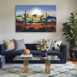 Abstract Desert Sunrise Canvas Painting Modern Living Room Wall Hanging