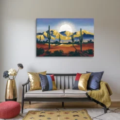 Abstract Desert Sunrise Canvas Wall Art Minimalist Living Room