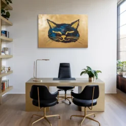 Abstract Dreamy Cat Canvas Print Modern Office Wall Decor