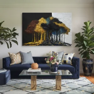 Abstract Forest Canvas Wall Art Vibrant Living Room Decor