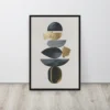 Abstract Geometric Canvas Art Black Gold Gray Contemporary Framed Vertical Wall Decor