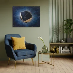 Abstract Geometric Cosmic Polyhedron Canvas Wall Art Relaxing Room