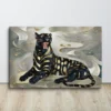 Art Nouveau Black Panther Painting Klimt-Inspired Gold Silver Canvas Wall Art