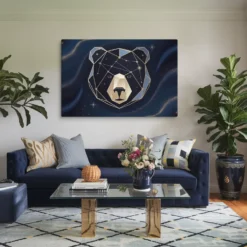 Big Bear Constellation Canvas Print Gold Navy Wall Décor Contemporary Living Room