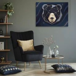 Big Bear Constellation Wall Art Gold Navy Canvas Wall Décor Lounge Room