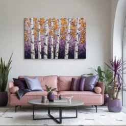 Birch Tree Canvas Wall Hanging Small Living Room Decor