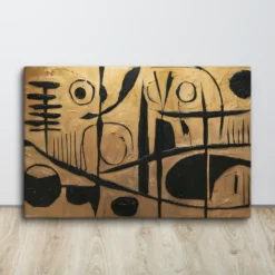 Black Gold Geometric Abstract Canvas Art Contemporary Stylish Large Wall Décor