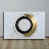 Contemporary Gold Black White Minimalist Abstract Circle Canvas Wall Art