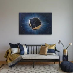Cosmic Polyhedron Canvas Art Minimalist Living Room Wall Decor