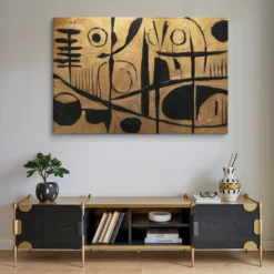 Alternative view of Black & Gold Geometric Abstract Canvas Art - Contemporary Stylish Wall Décor