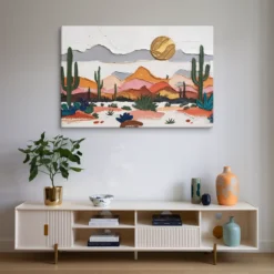 Extra Large Canvas Vibrant Abstract Desert Wall Hanging