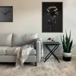 Framed Vertical Canvas Minimalist Flower Artwork Modern Living Room Decor